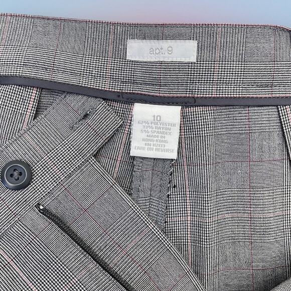 APT. 9 Women’s 10 Gray Pink Plaid PEARSON Dress Pant - Picture 3 of 5